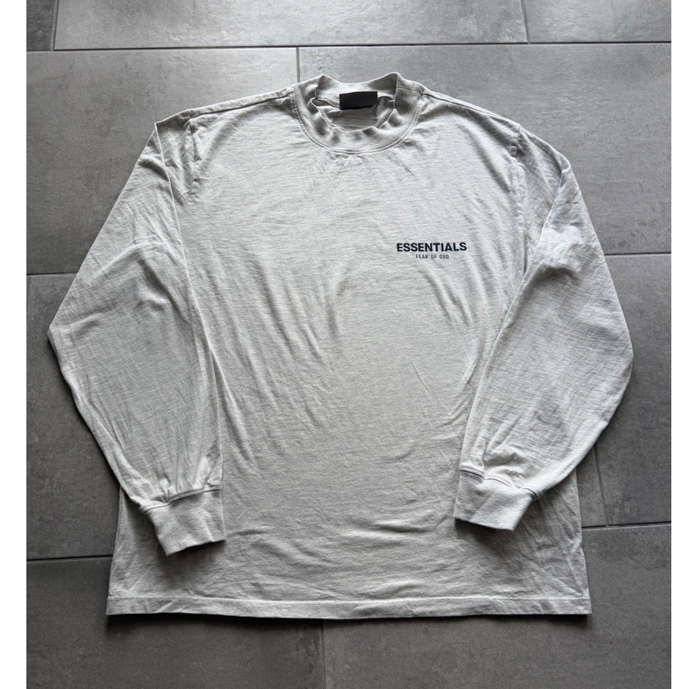 Fear of God Essentials Long Sleeve T-Shirt Oatmeal Heather Grey Mens Medium